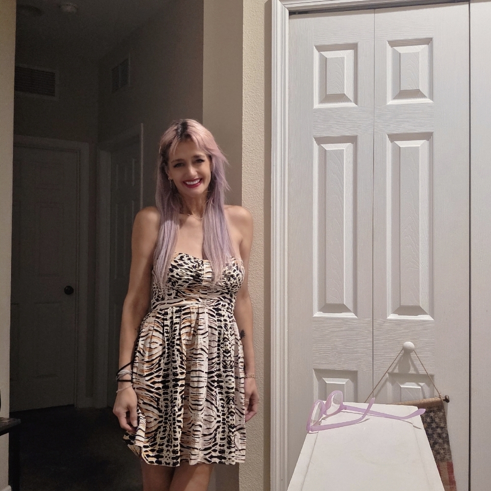 Parker Black and Cream Patterned Mini Dress